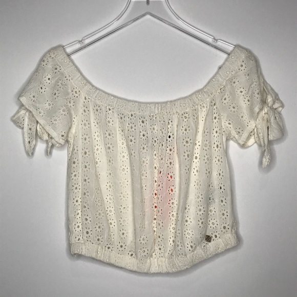 NWT Superdry White Amiee Bardot Eyelet Crop Top - Picture 2 of 8